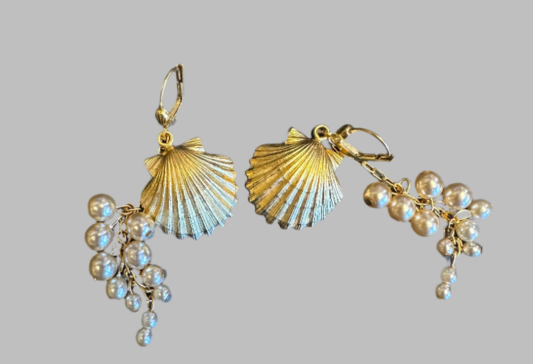 Large Shell & Pearl Earrings