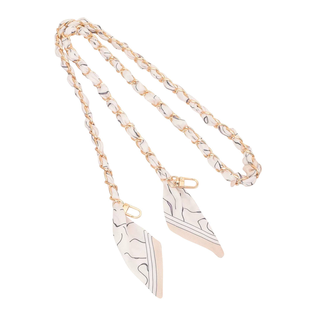 Gold Phone Chain with Scarf Cream - Long