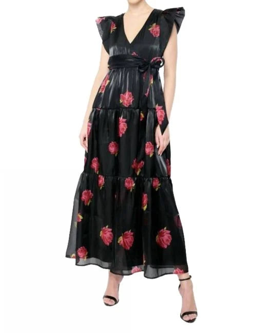 Porsha Dress Black Rosy Garden -Flora Bea | Stardust Deluxe Boutique Porsha Dress Black Rosy Garden -Flora Bea | Stardust Deluxe Boutique