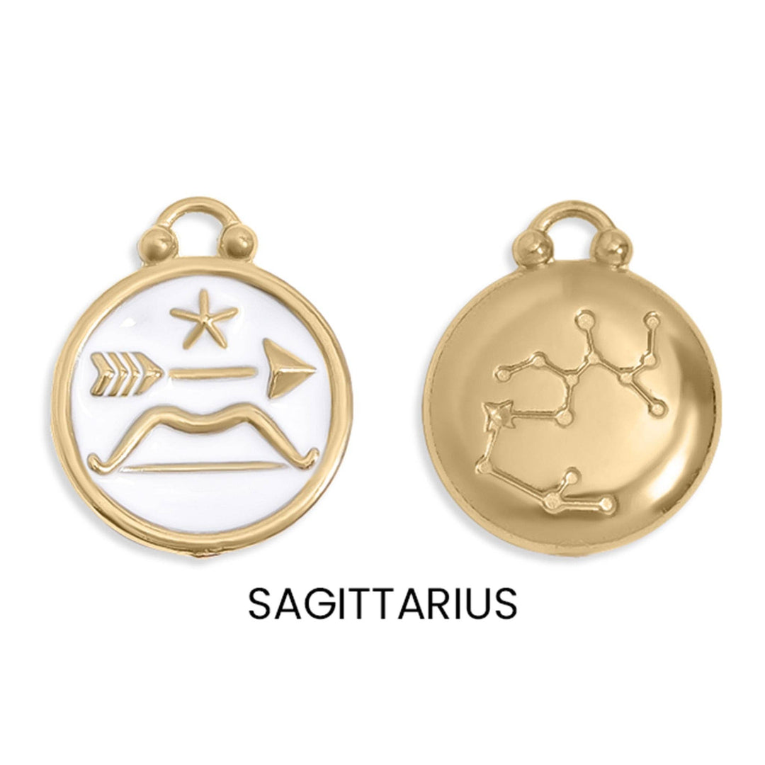 18K Gold PVD Stainless Steel Epoxy Filled Zodiac Pendants