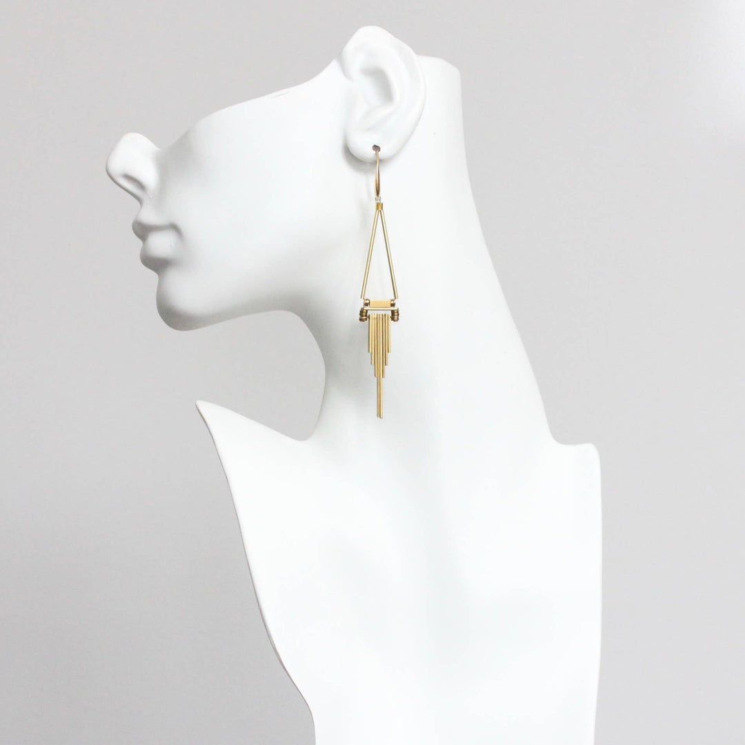 CHRE89 Geometric brass earrings