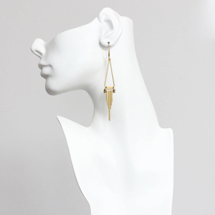 CHRE89 Geometric brass earrings
