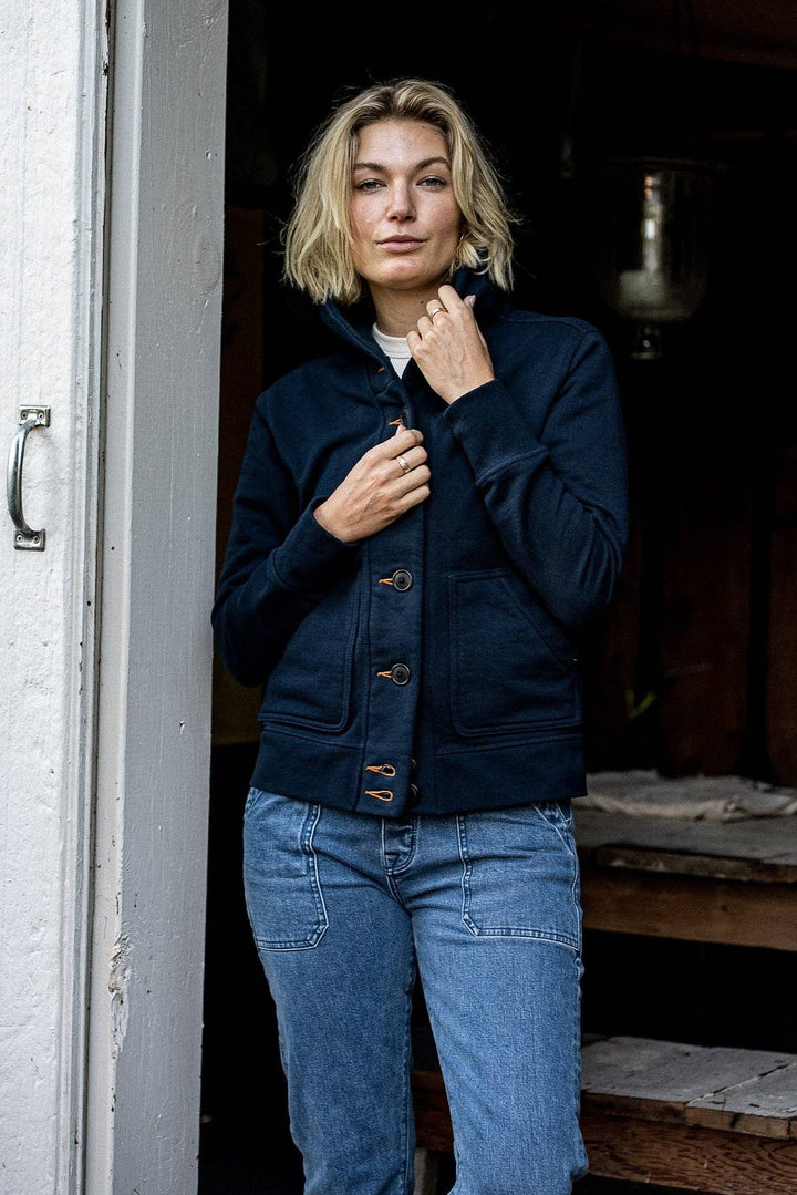 Women | Bodega Cardigan | 14oz 100% Cotton French Terry - Navy