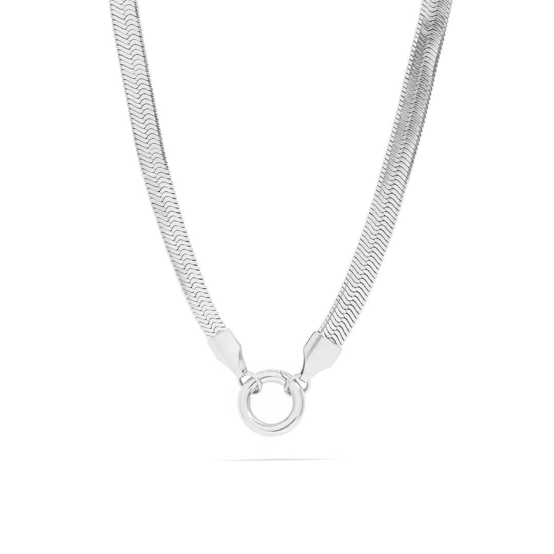 18K Gold PVD Herringbone Charm Holder Necklace