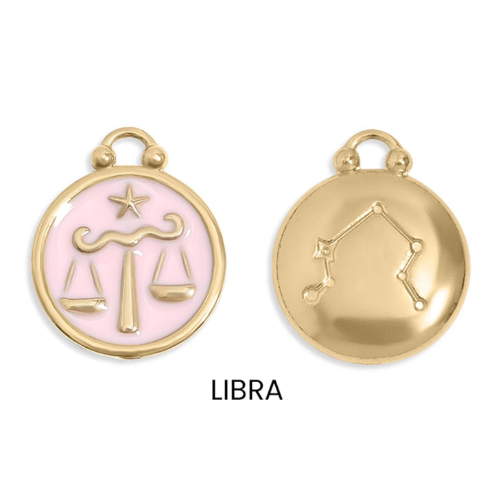 18K Gold PVD Stainless Steel Epoxy Filled Zodiac Pendants