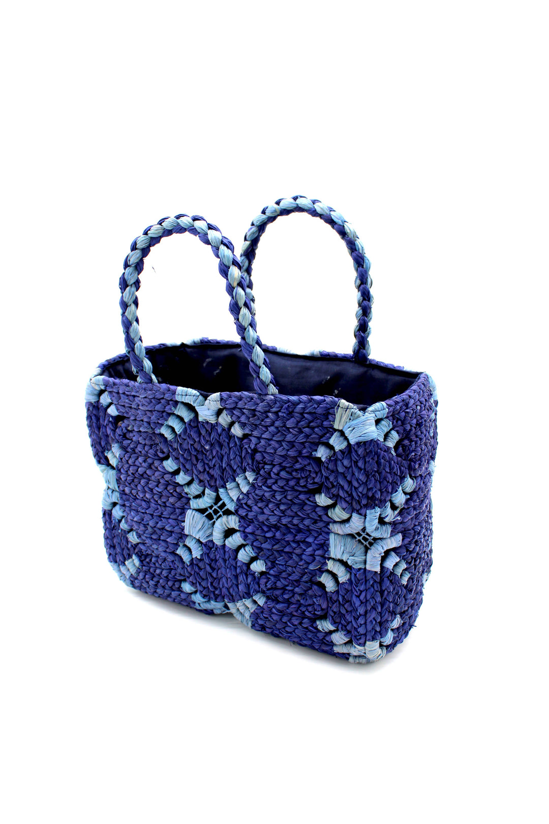 Gemma Crochet Disc Rectangle Straw Basket Handbag