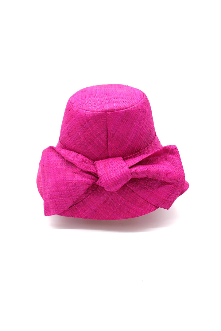 3" Brim Cara Bucket Straw Sun Hats with Big Bow
