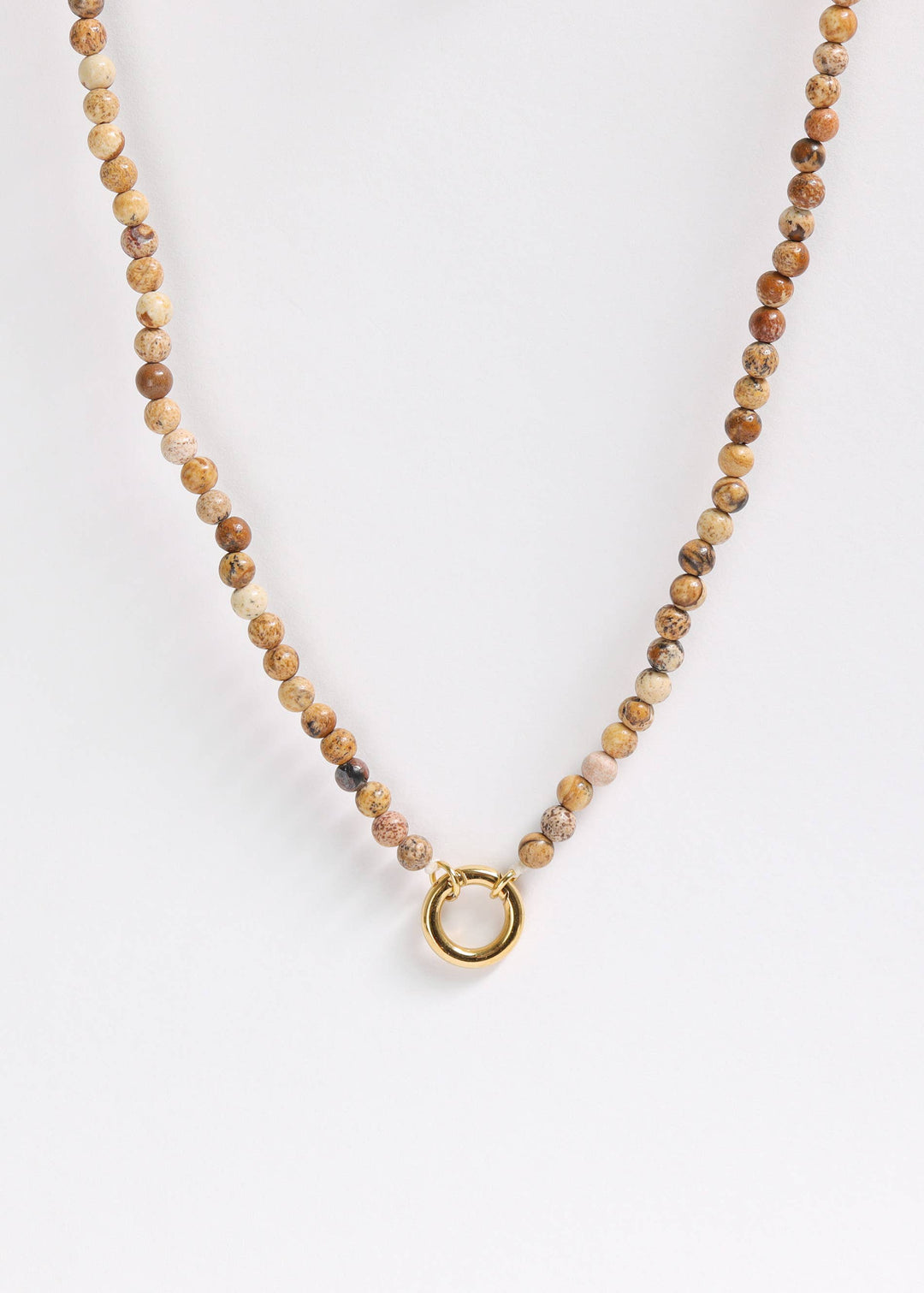 Semi Precious Natural Stone Charm Keeper Necklace