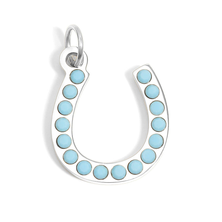18K Gold PVD Stainless Steel Turquoise Stone Horseshoe Charm