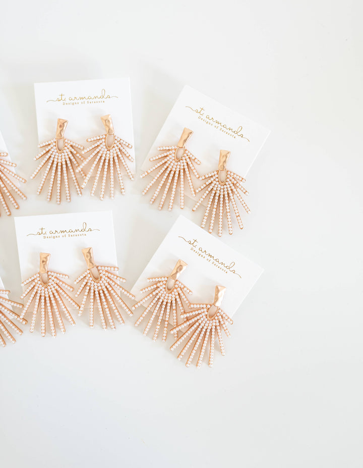 Pearl Sunburst Drop Earrings