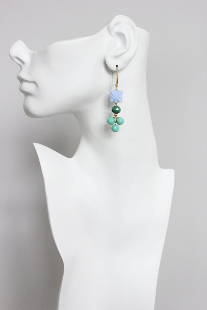 Periwinkle, Green, and Turquoise Dangle Earrings