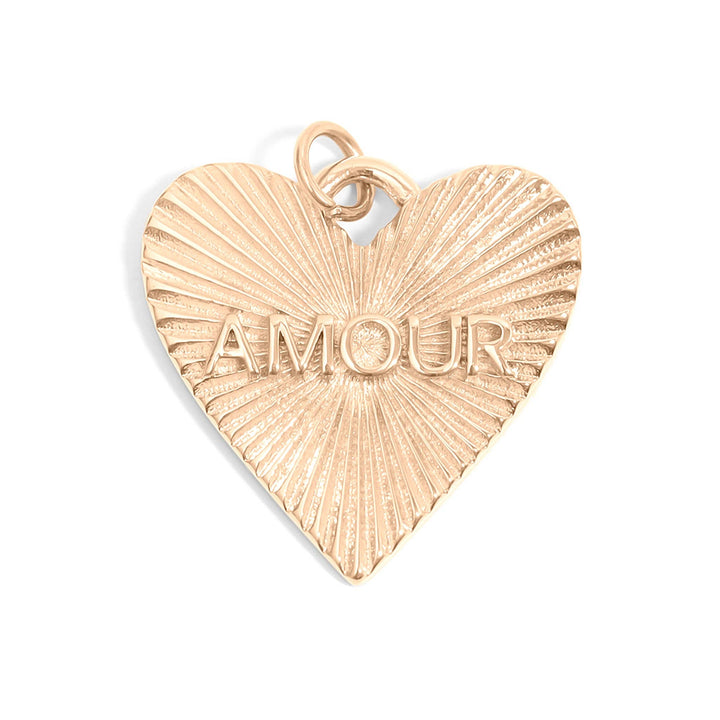 18K Gold PVD Stainless Steel Sunburst Heart Amour Charm