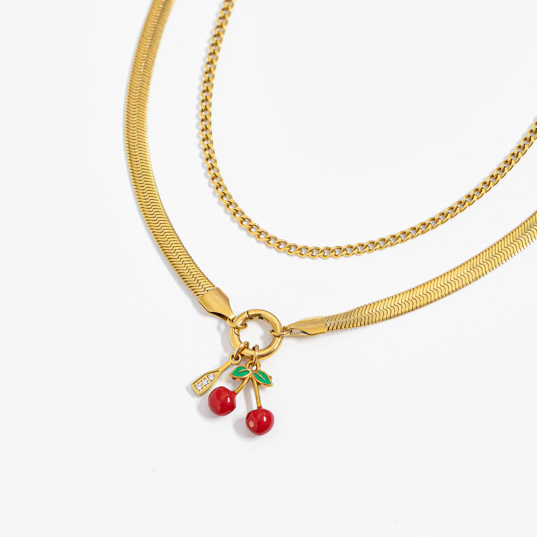 18K Gold PVD Herringbone Charm Holder Necklace