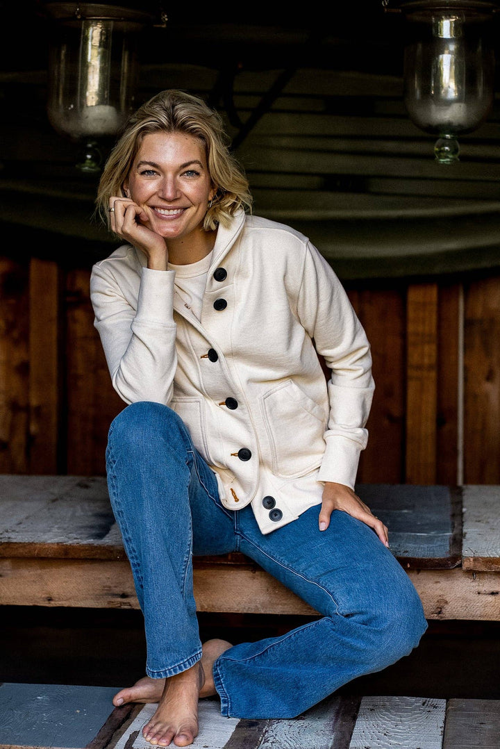 Women | Bodega Cardigan | 14oz 100% Cotton French Terry - Natural