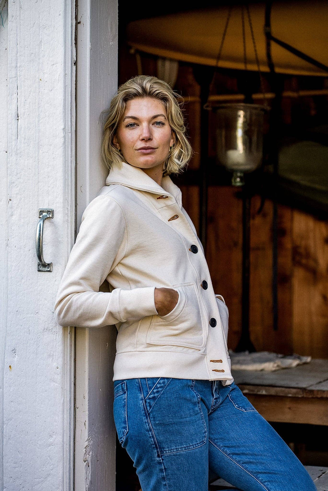 Women | Bodega Cardigan | 14oz 100% Cotton French Terry - Natural
