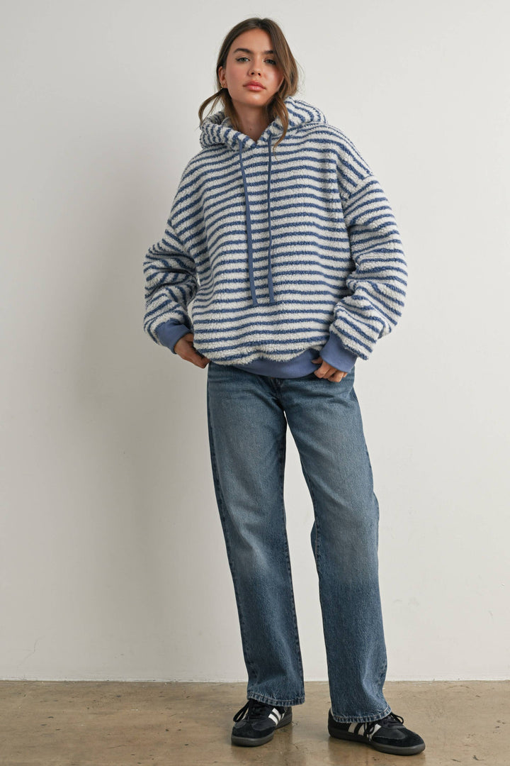 Brushed Striped Puffy Hoodie - BMT7801