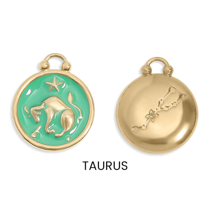 18K Gold PVD Stainless Steel Epoxy Filled Zodiac Pendants