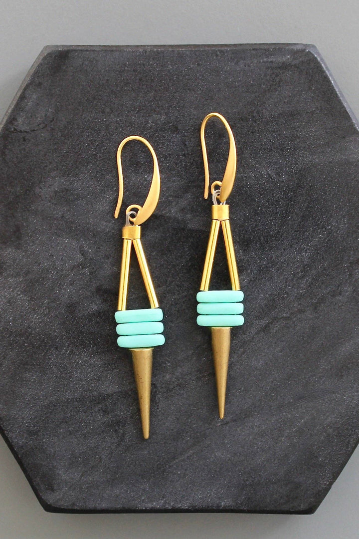 KYLE31 matte turquoise spike earrings