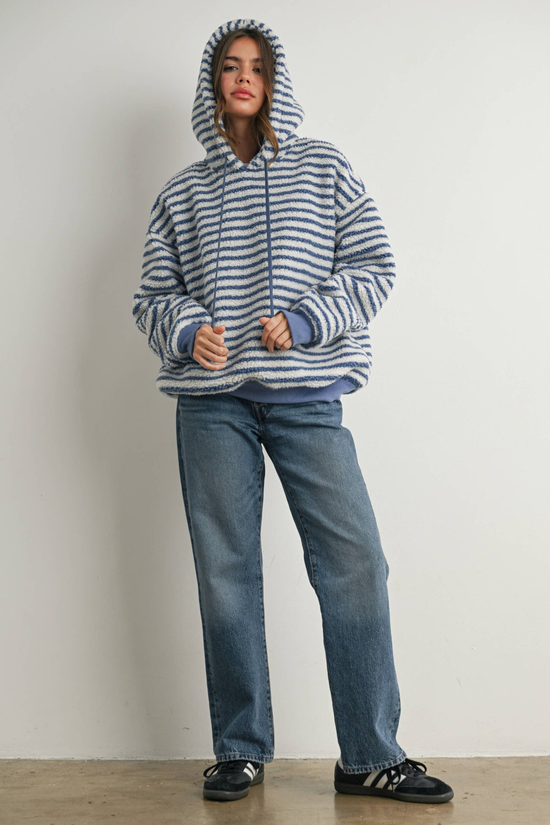 Brushed Striped Puffy Hoodie - BMT7801
