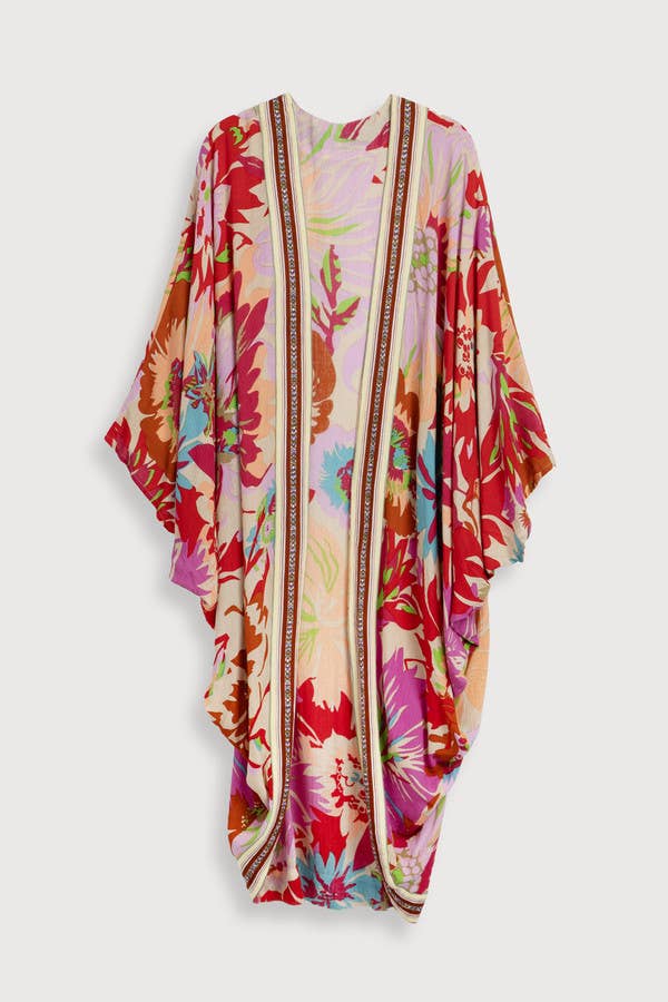 Wing Sleeve Floral Kimono