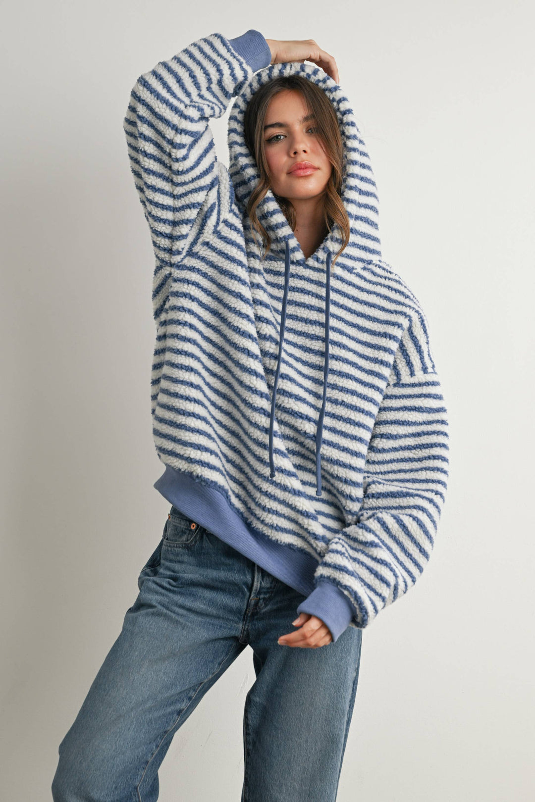 Brushed Striped Puffy Hoodie - BMT7801