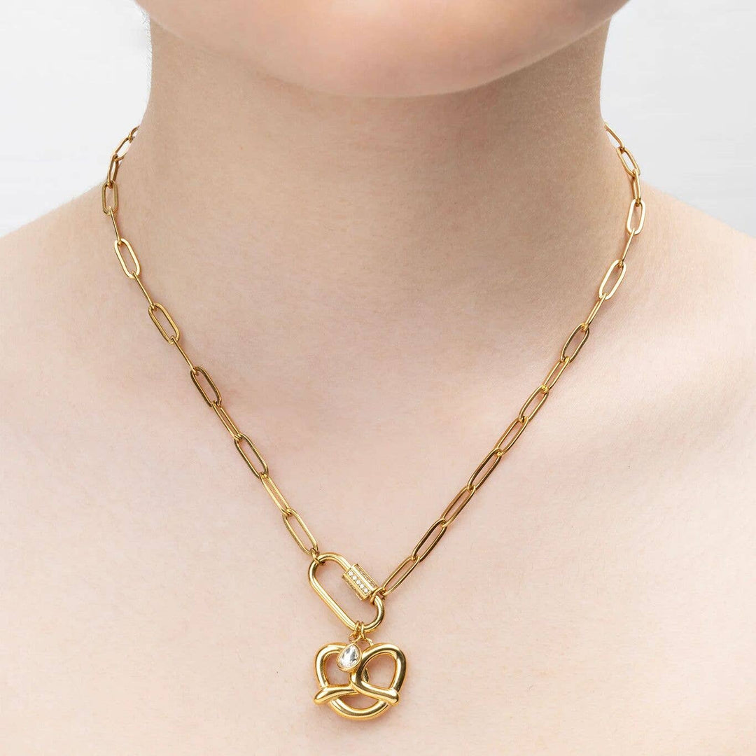 18K Gold PVD Stainless Steel Pretzel Charm