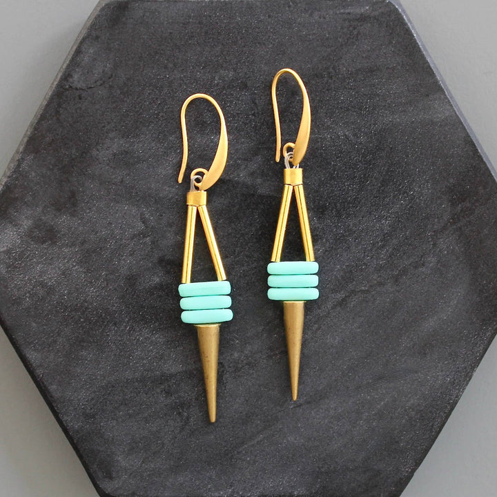 KYLE31 matte turquoise spike earrings