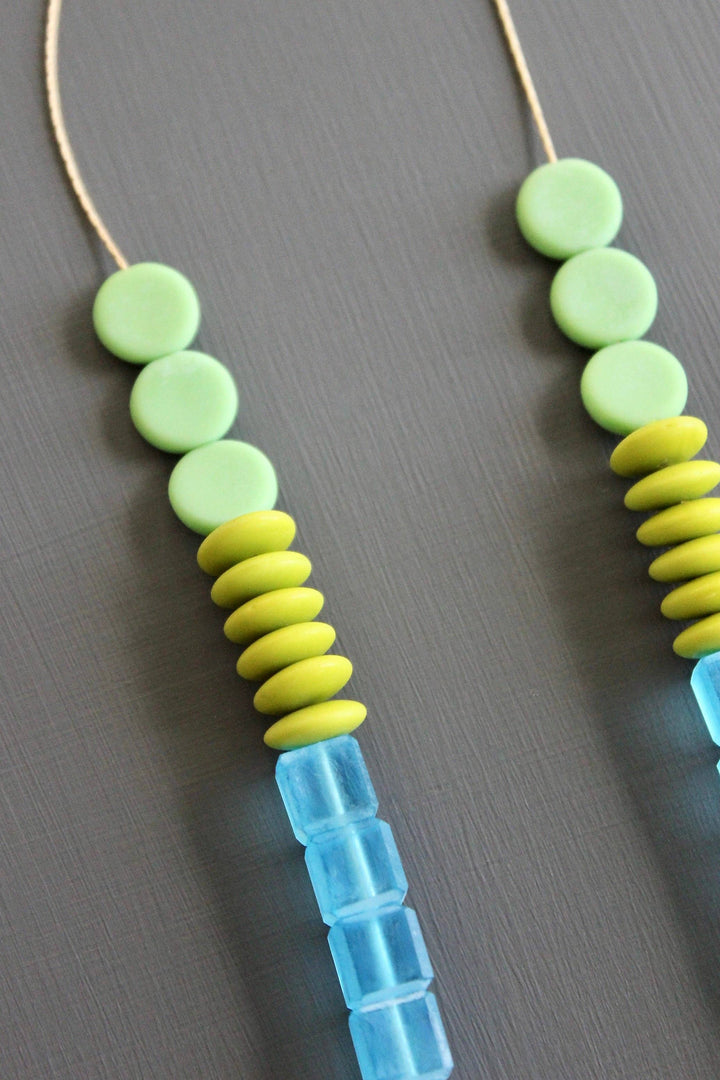 KYL228 glass geometric necklace