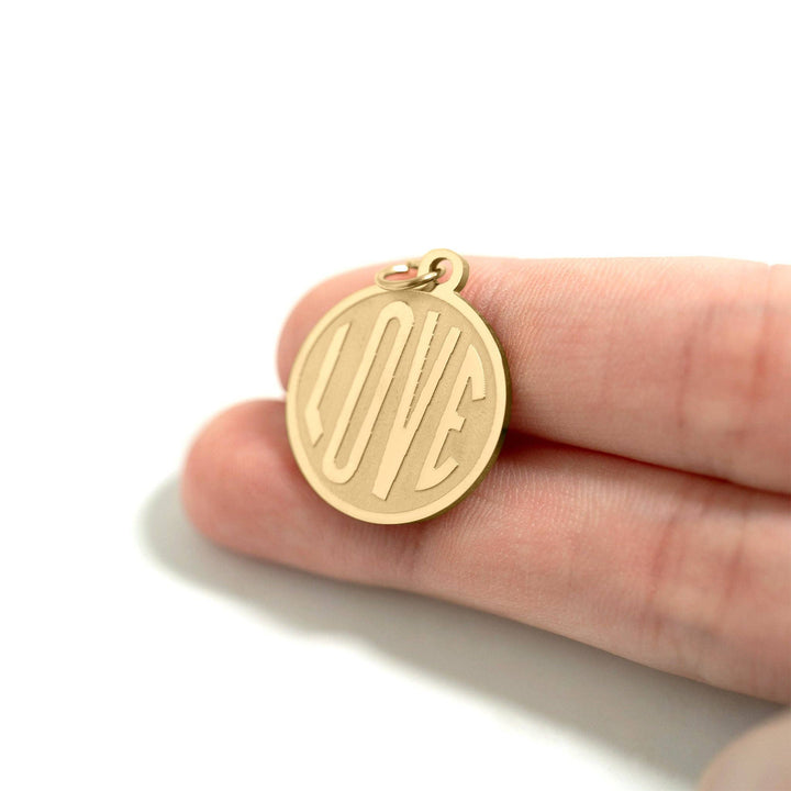 18K Gold PVD Stainless Steel Round Love Charm / PDL0254