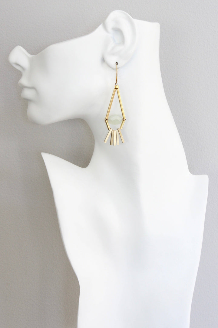 ISLE45 Green aventurine and brass geometric earrings