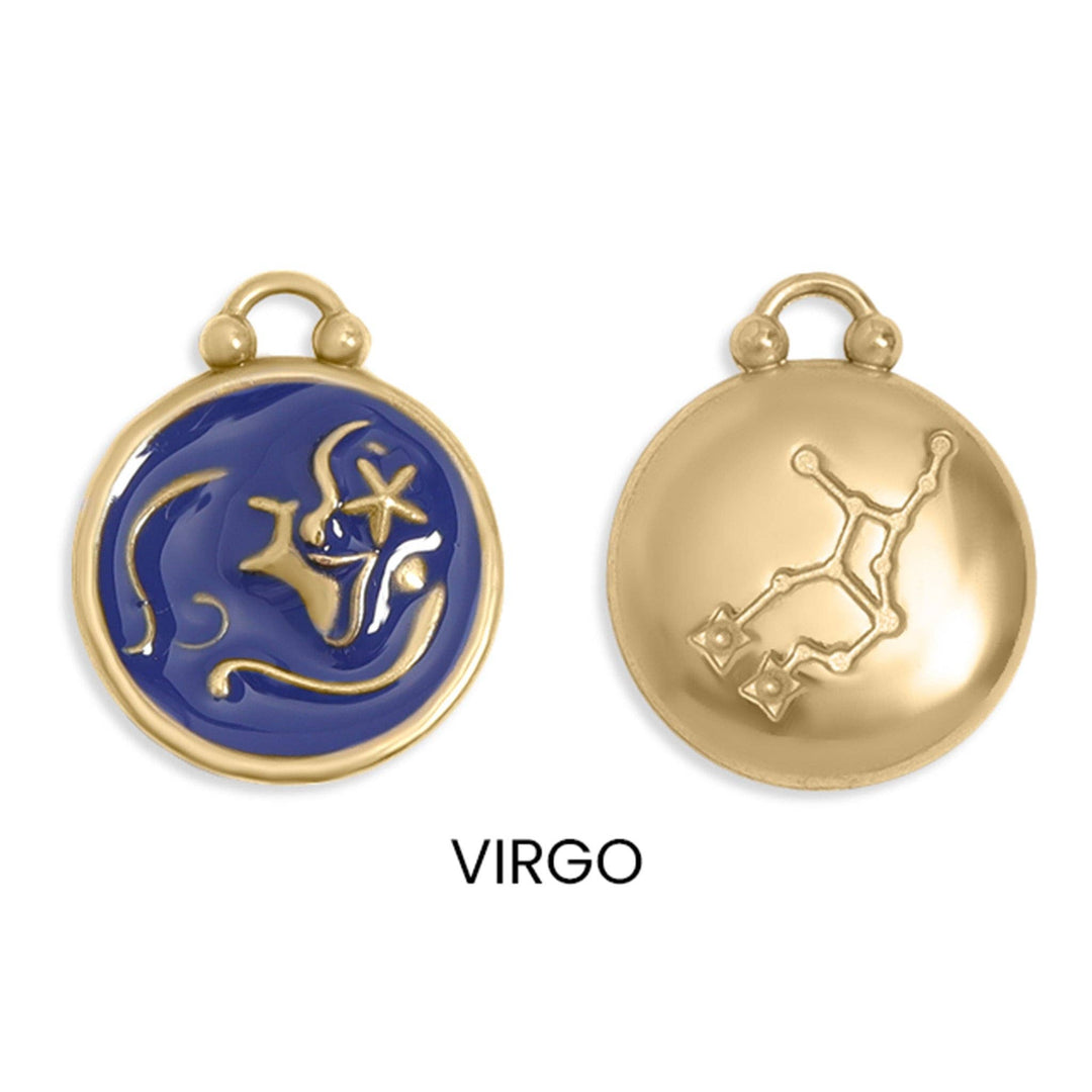 18K Gold PVD Stainless Steel Epoxy Filled Zodiac Pendants