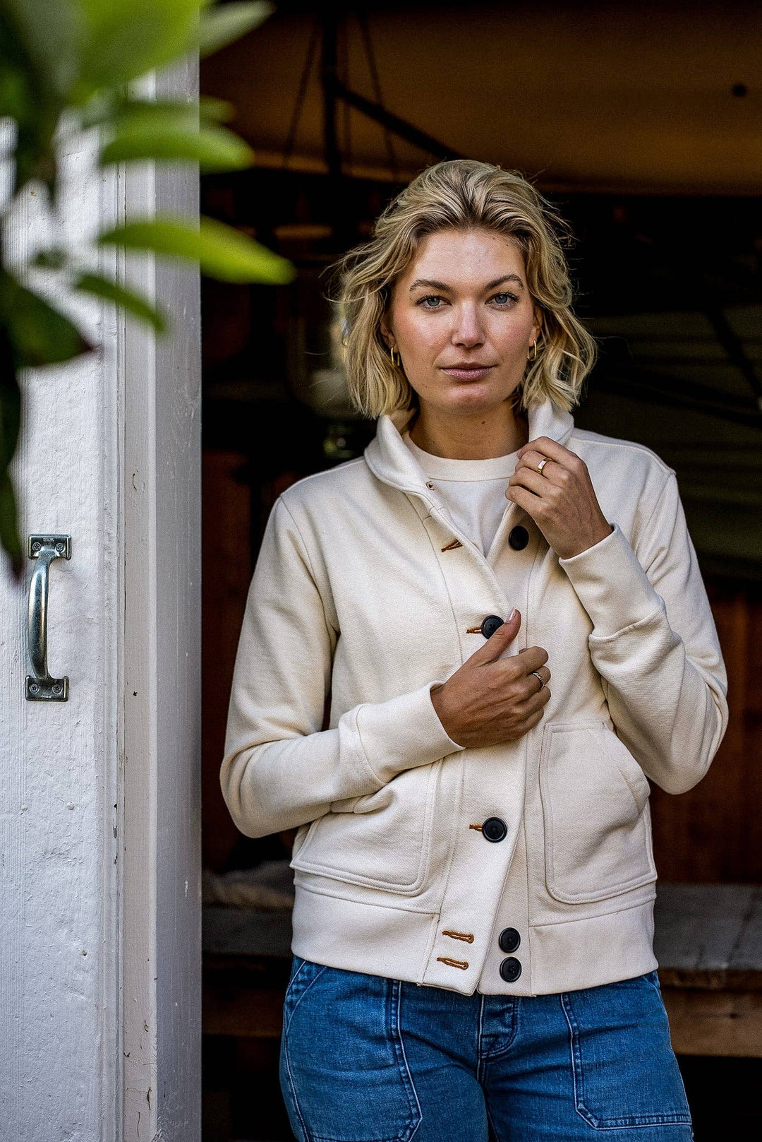 Women | Bodega Cardigan | 14oz 100% Cotton French Terry - Natural