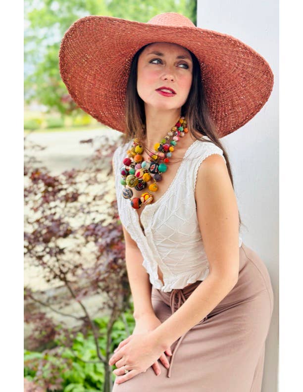 7" Brim Natasha Woven XL Straw Sun Hats