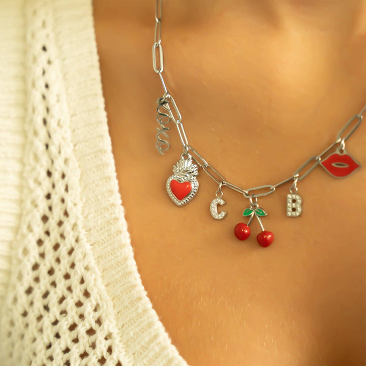 18K Gold PVD Stainless Steel Red Heart Charm