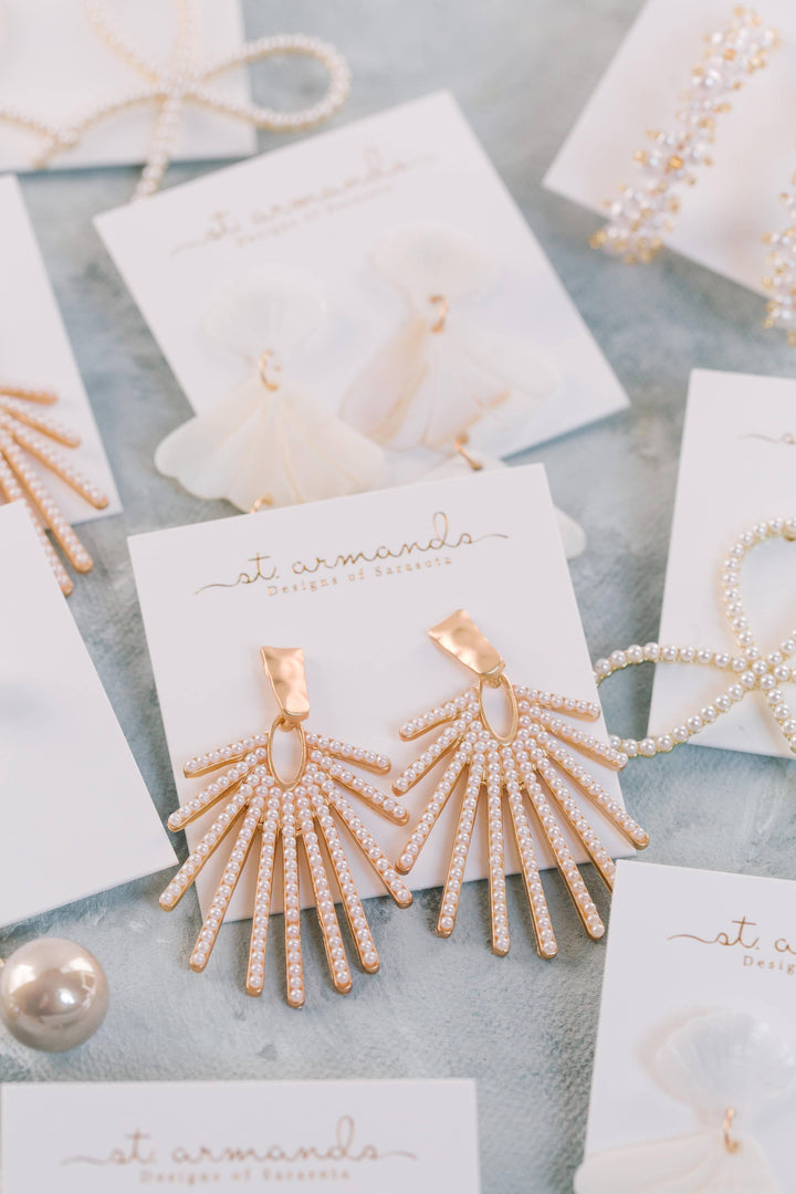 Pearl Sunburst Drop Earrings