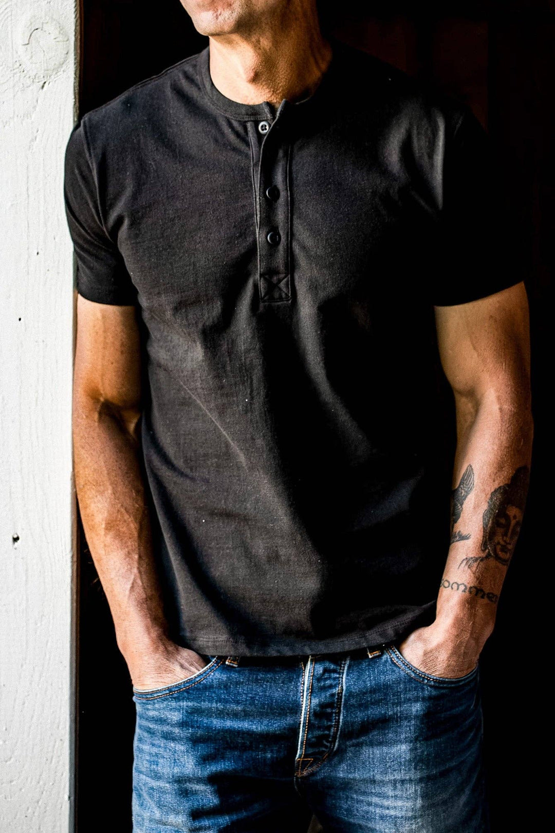 Men | Bolinas Henley | Heavyweight 8oz 100% Cotton - Basalt