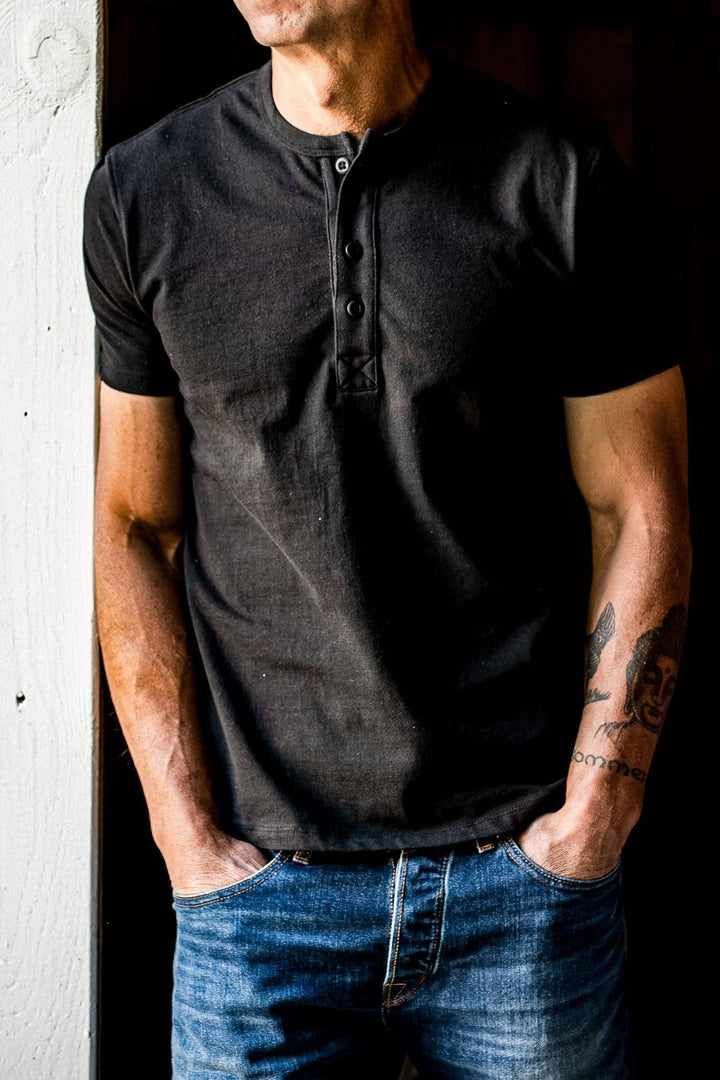Men | Bolinas Henley | Heavyweight 8oz 100% Cotton - Basalt
