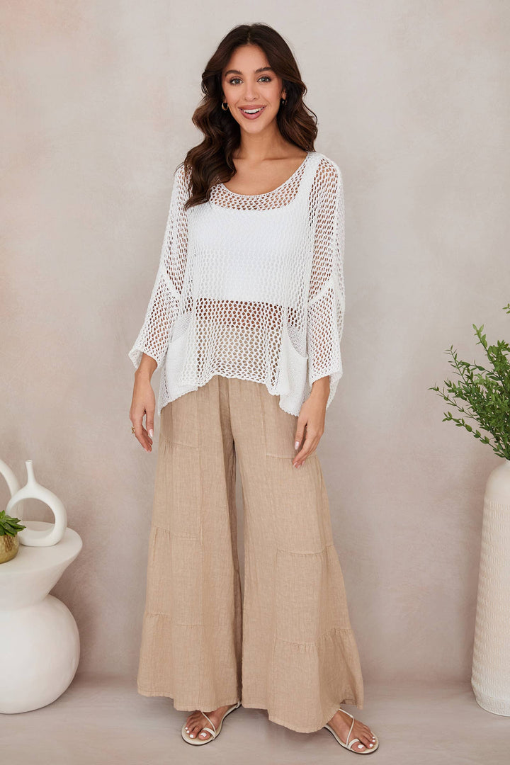 LINEN TIERED PALAZZO PANT