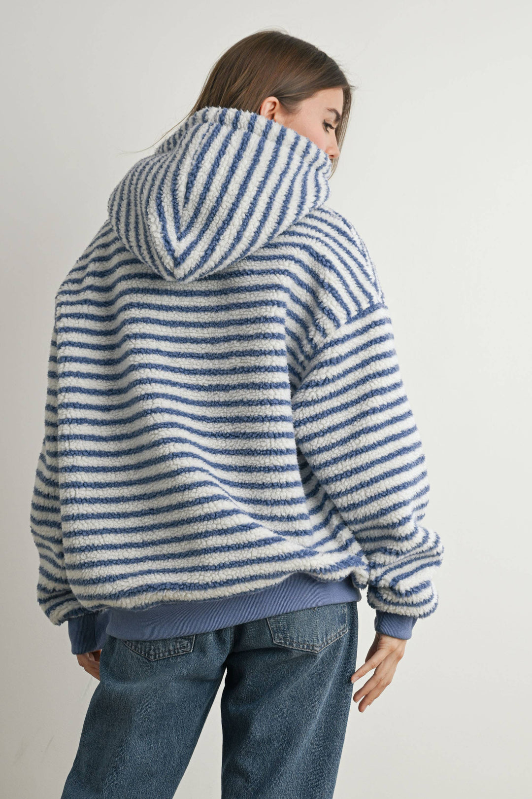 Brushed Striped Puffy Hoodie - BMT7801