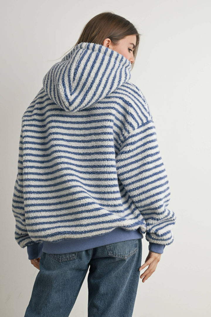 Brushed Striped Puffy Hoodie - BMT7801
