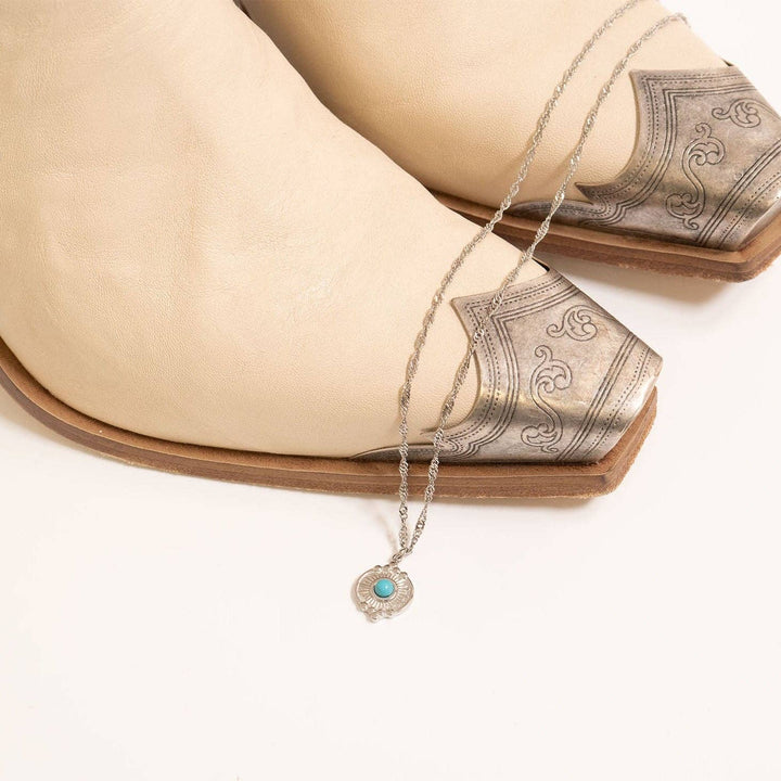 18K Gold PVD Stainless Steel Oval Turquoise Western Charm