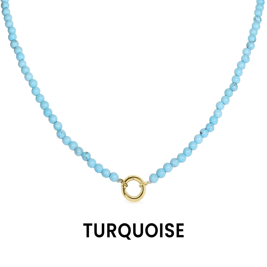 Semi Precious Natural Stone Charm Keeper Necklace