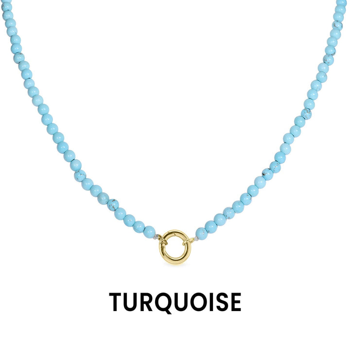 Semi Precious Natural Stone Charm Keeper Necklace