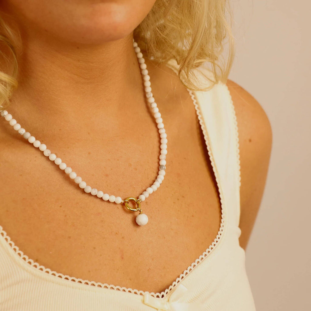 Semi Precious Natural Stone Charm Keeper Necklace