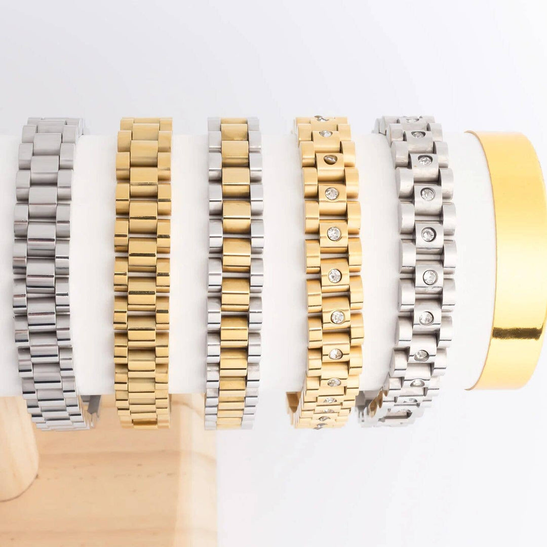 18K Gold Stainless Steel  Mixted Metal Watch Band Bracelet