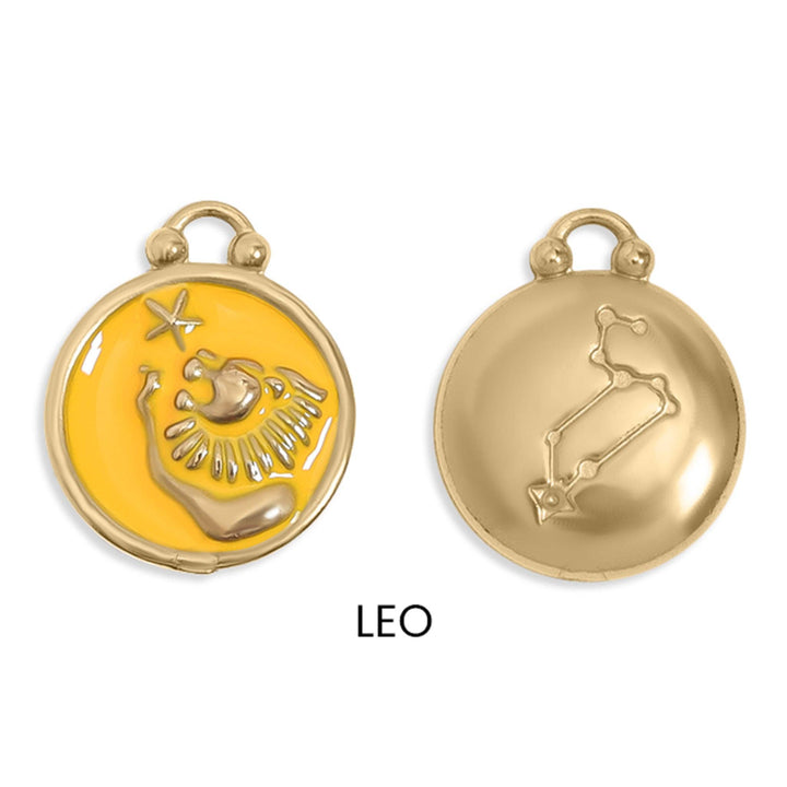 18K Gold PVD Stainless Steel Epoxy Filled Zodiac Pendants