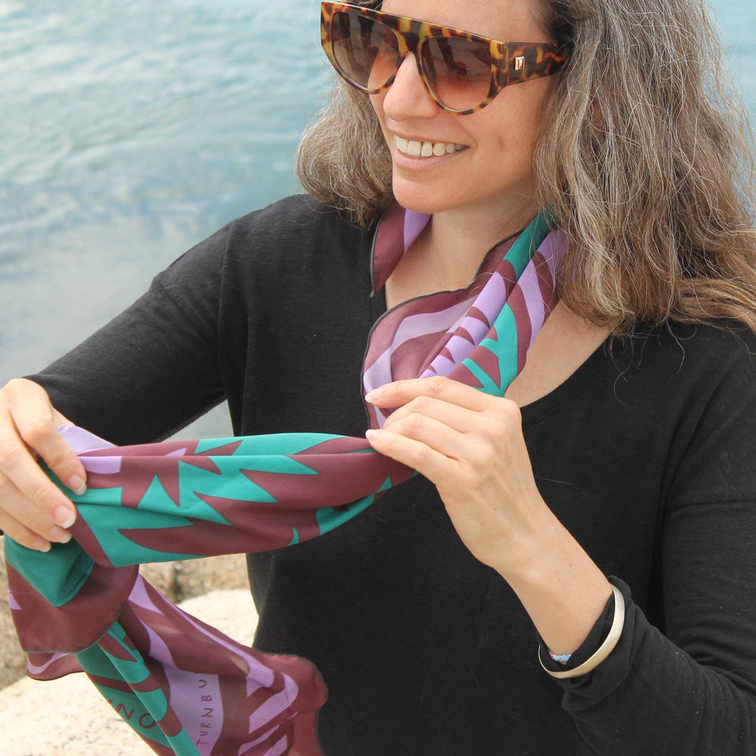 Wild Thistle Purple & Green Scarf | Silk Scarf | Bandana