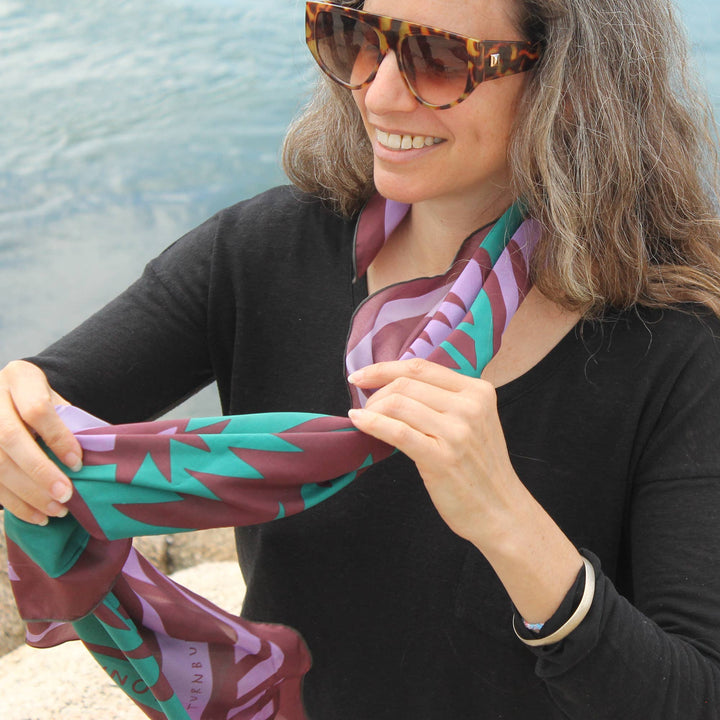 Wild Thistle Purple & Green Scarf | Silk Scarf | Bandana
