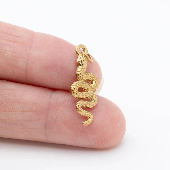 18K Gold PVD Stainless Steel Snake Charm