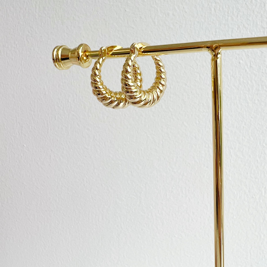 Endless Weekend Croissant Twist Hoops Earrings Gold Filled